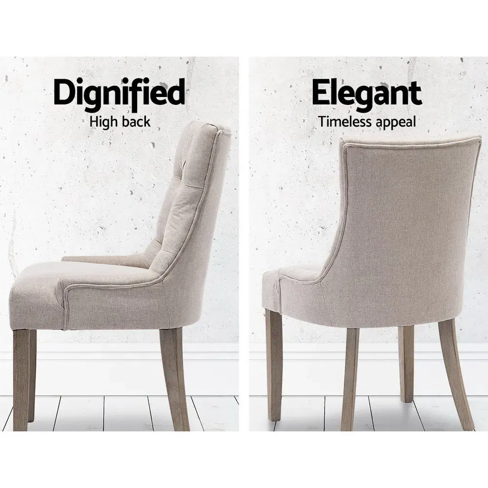 Set of 2 Dining Chair Beige CAYES French Provincial Chairs Wooden Retro Cafe Price
