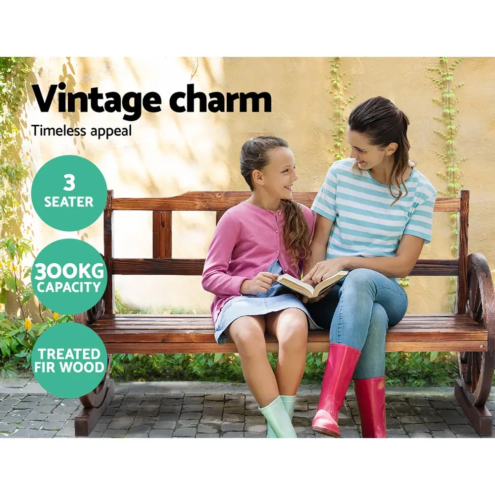 Garden Bench Wooden Wagon Chair Outdoor Furniture Backyard Lounge Charcoal Price