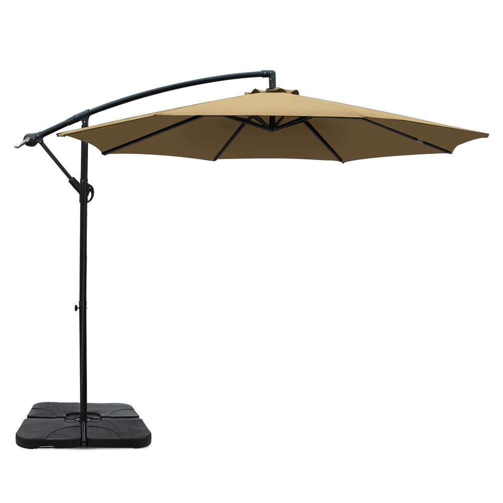 3M Umbrella with Base Outdoor Umbrellas Cantilever Sun Beach Garden Patio Price