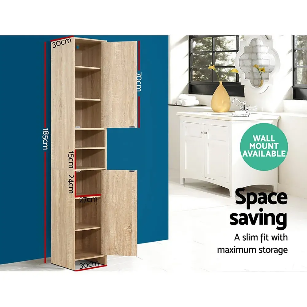 185cm Bathroom Cabinet Tallboy Furniture Toilet Storage Laundry Cupboard Price