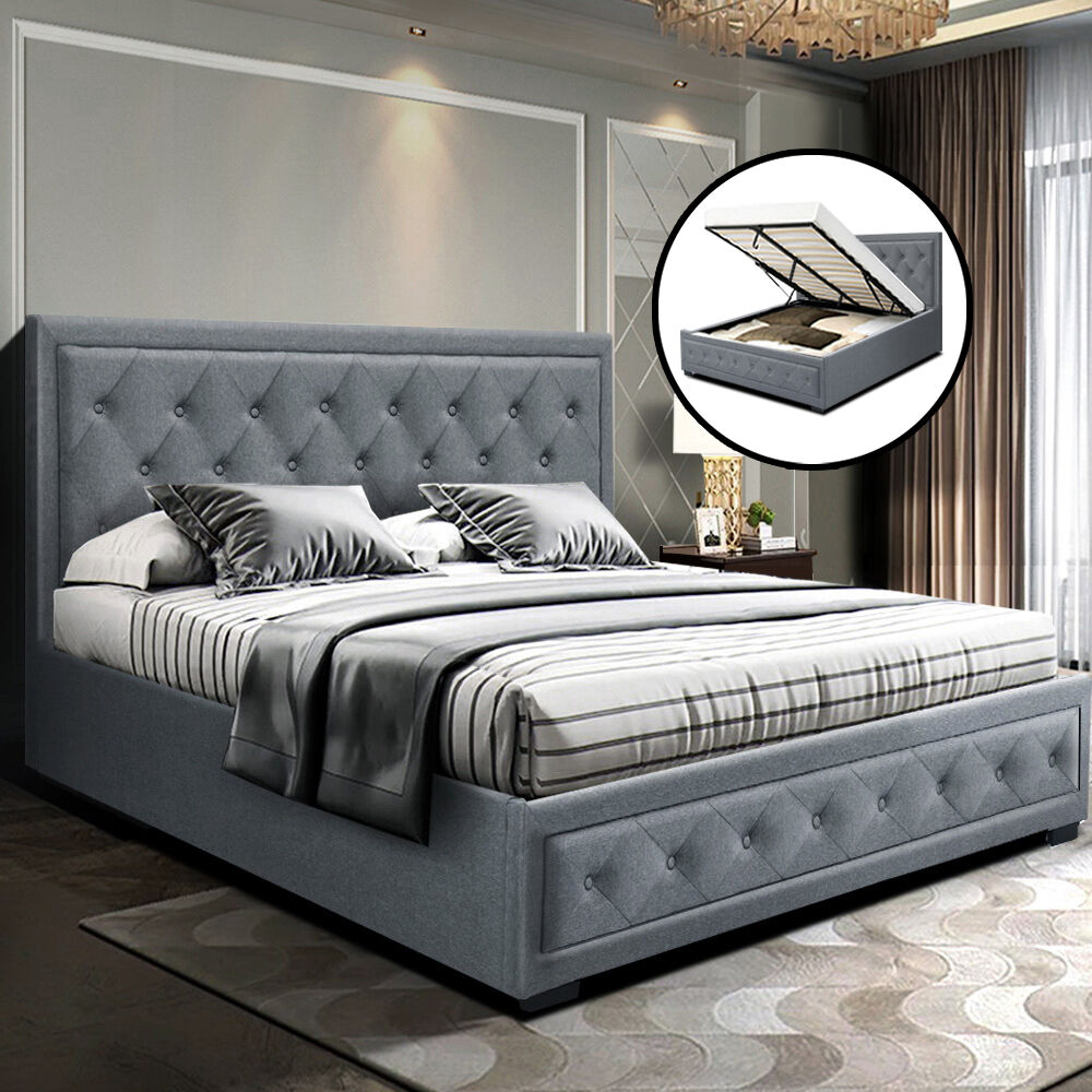 Antonio Bed Frame Fabric Gas Lift Storage Price