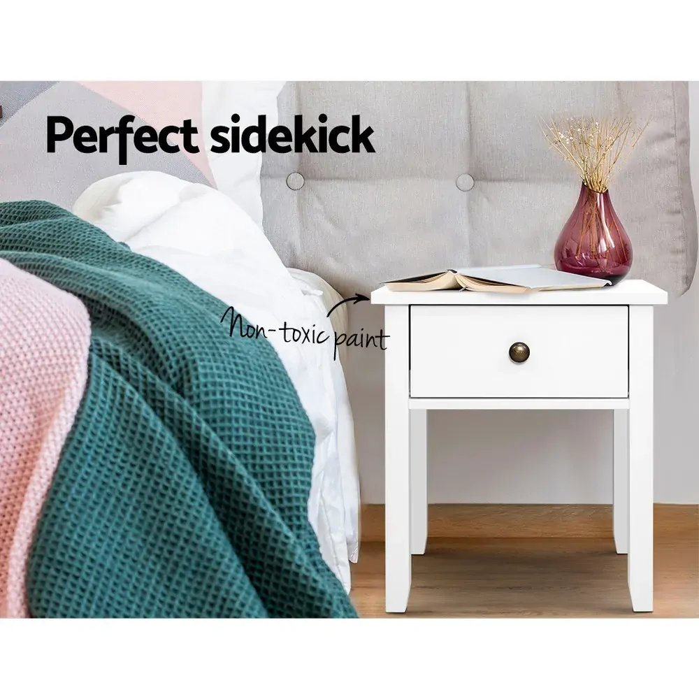 Timonium Bedside Tables Drawer Side Table Nightstand White Storage Cabinet White Shelf Price