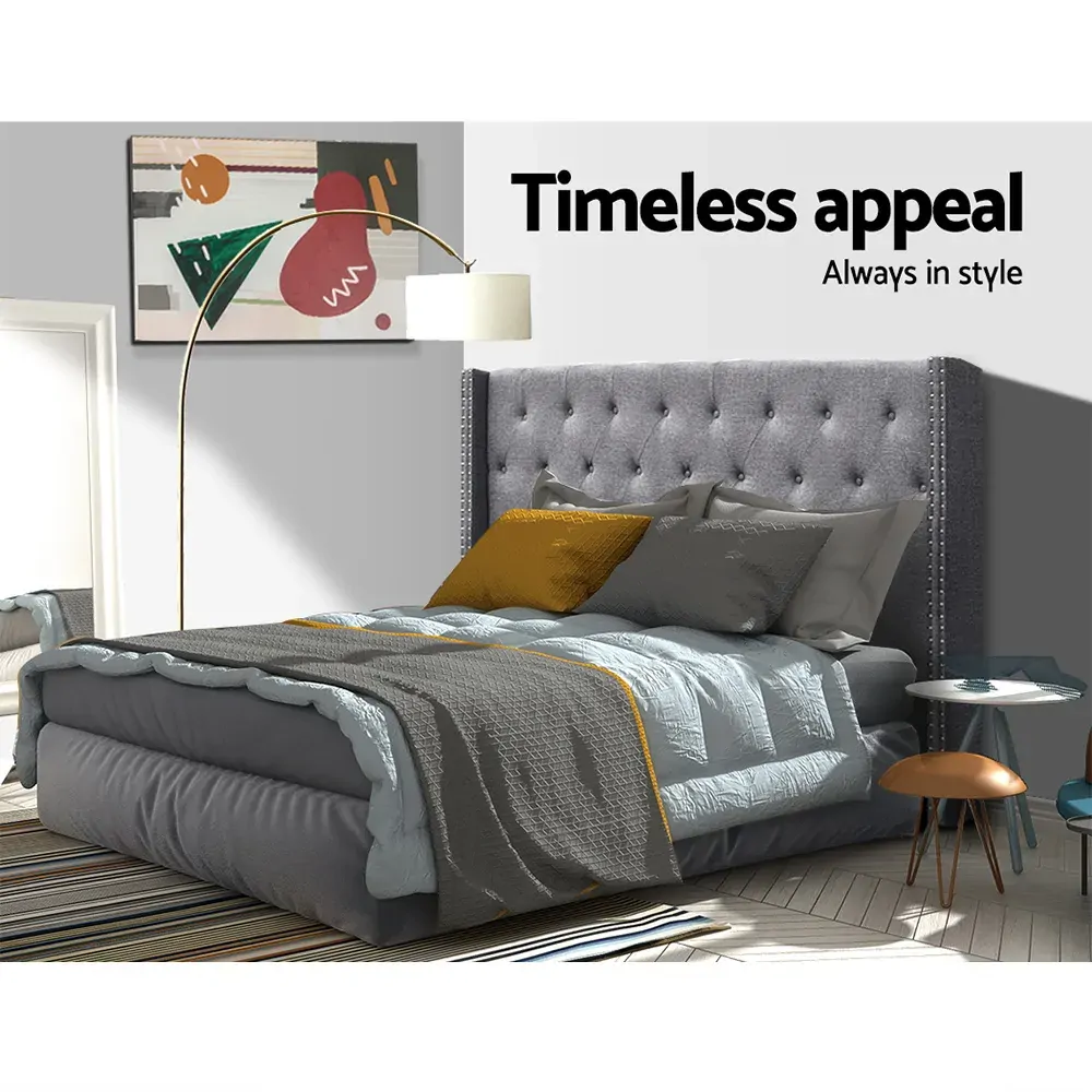 Bed Head Headboard Bedhead Fabric Frame Base Grey LUCA Price