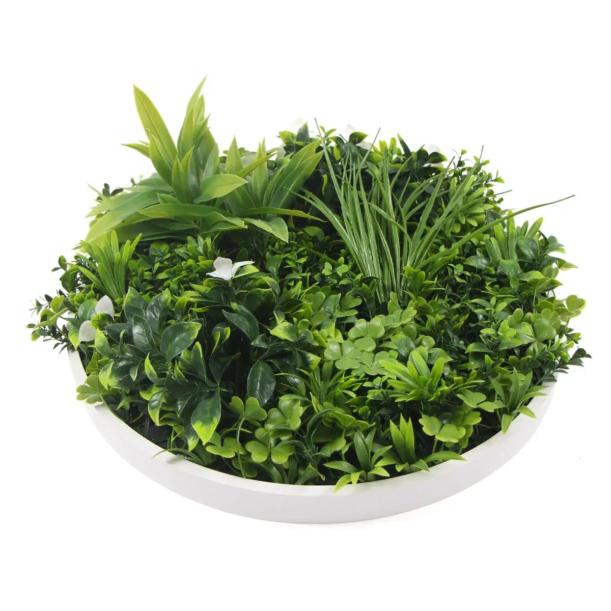 Flowering White Artificial Green Wall Disc UV Resistant 50cm Price