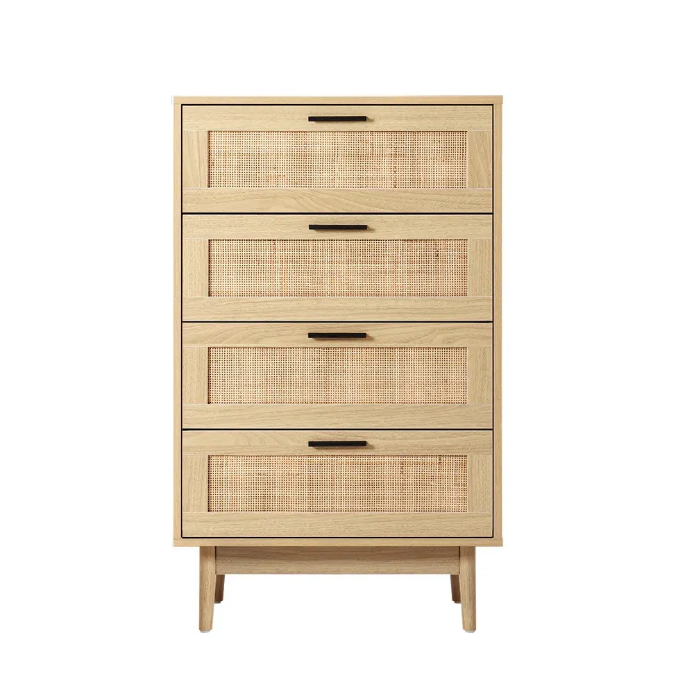 Chest of Drawers Rattan Tallboy Cabinet Bedroom Clothes Storage Wood Price