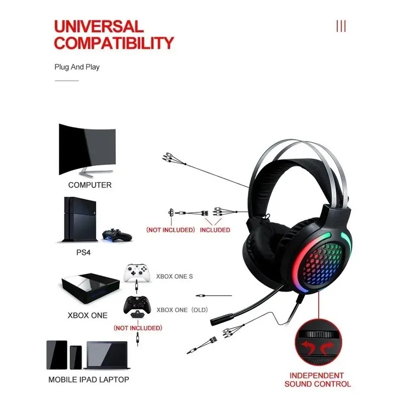T-Wolf 4-pcs Rainbow Keyboard/Mouse/Headphone/Mouse Pad Kit Set Price