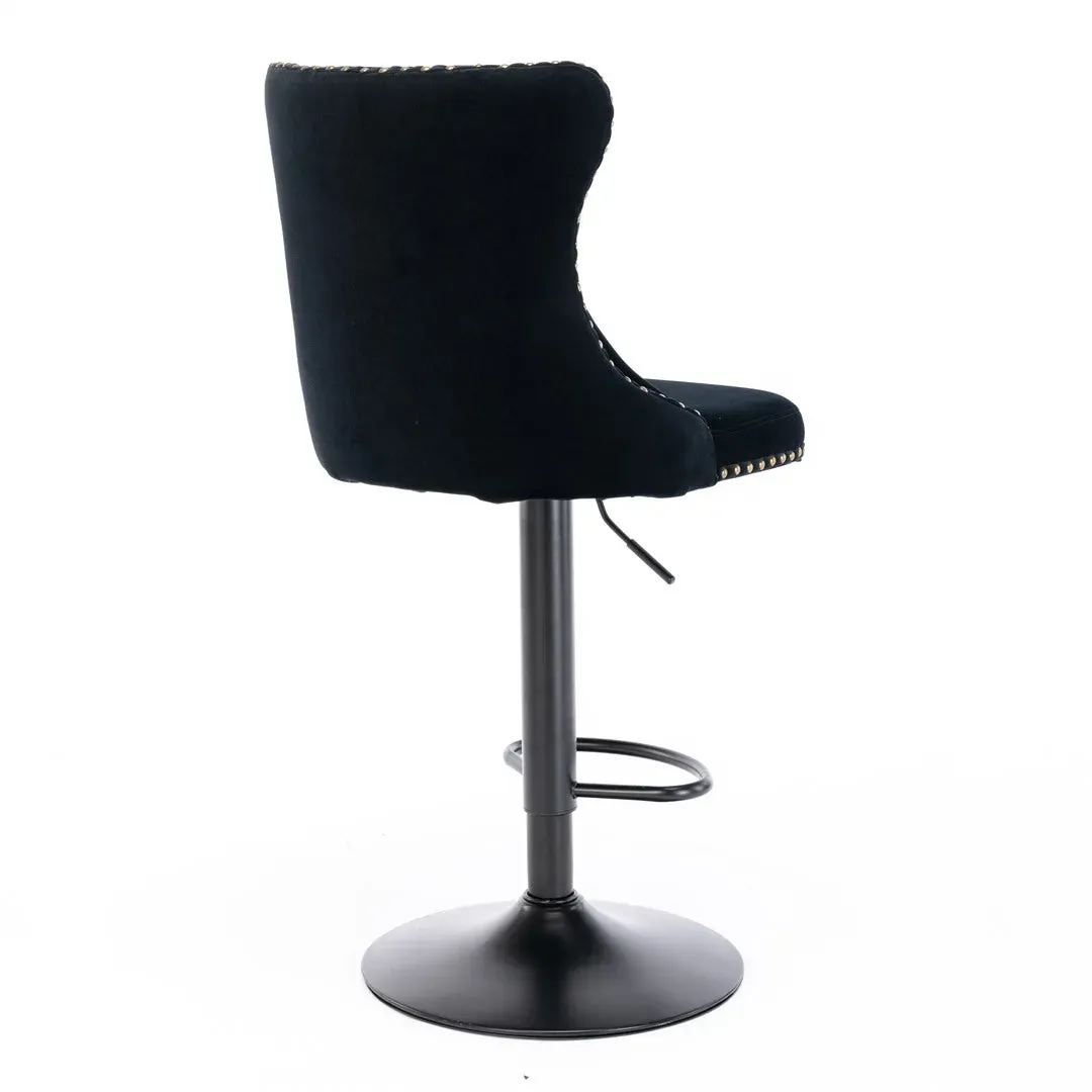 2x Height Adjustable Swivel Bar Stool Velvet Nailhead Barstool with Footrest Price