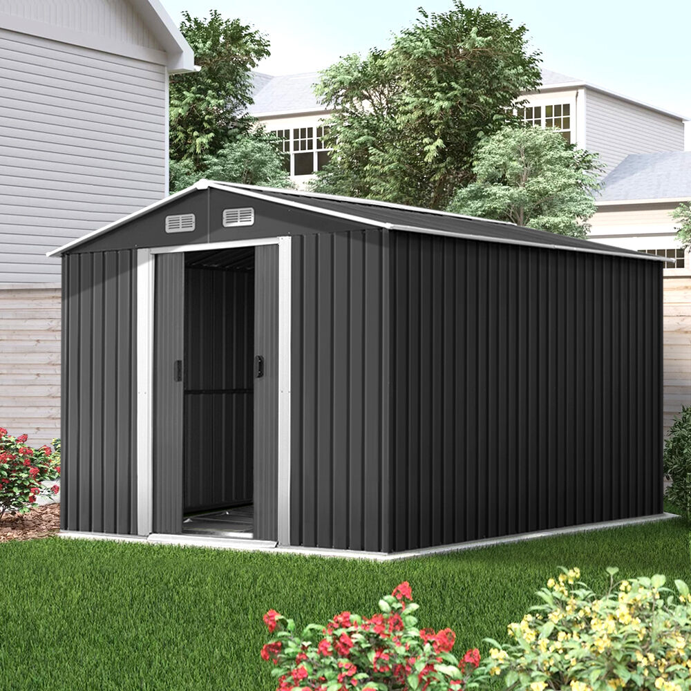 Garden Shed Outdoor Storage Sheds Workshop Metal Base Grey Price