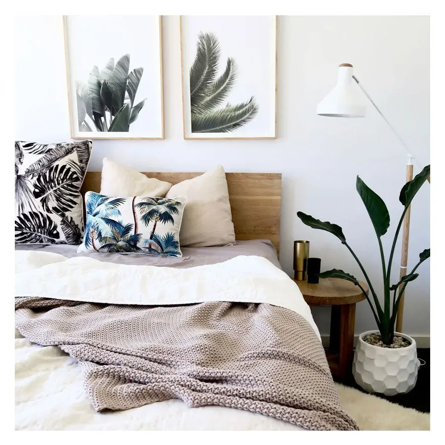 Cushion Cover-With Piping-Palm Trees Natural Price