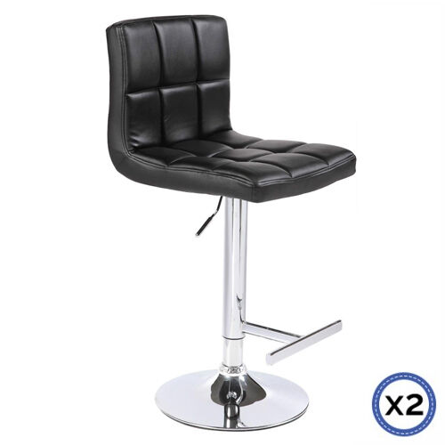 2X Bar Stools Faux Leather Mid High Back Adjustable Crome Base Gas Lift Swivel Chairs Price