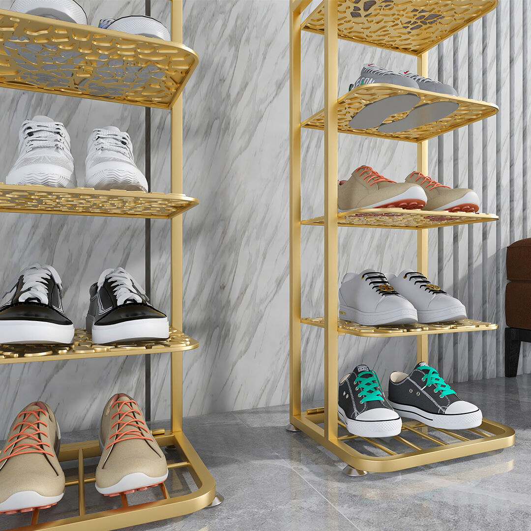 Gold Plated Metal Shoe Organizer Space Saving Portable Footwear Storage Shelf Price