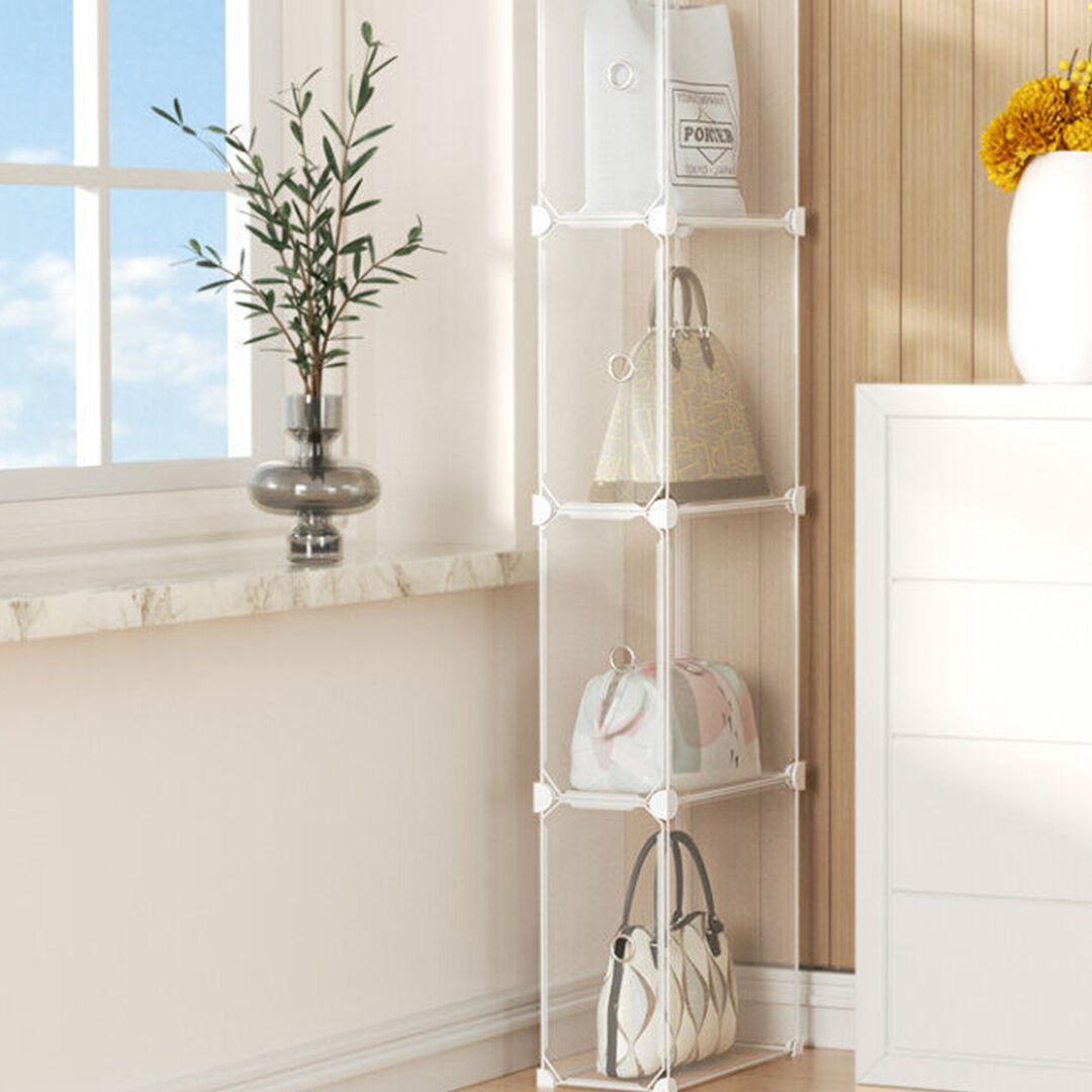 1 Tier Multifunctional PP Plastic Bag Box Portable Cubby DIY Storage Shelves Stackable Handbag Purse Organiser Price