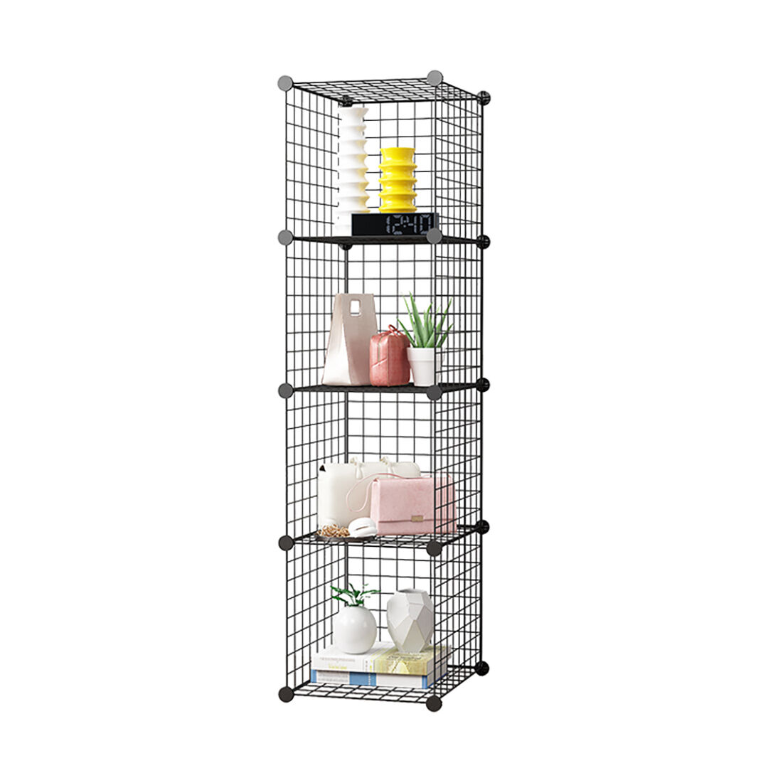 Black Portable Storage Organiser Foldable DIY Modular Grid Space Saving Shelf Price