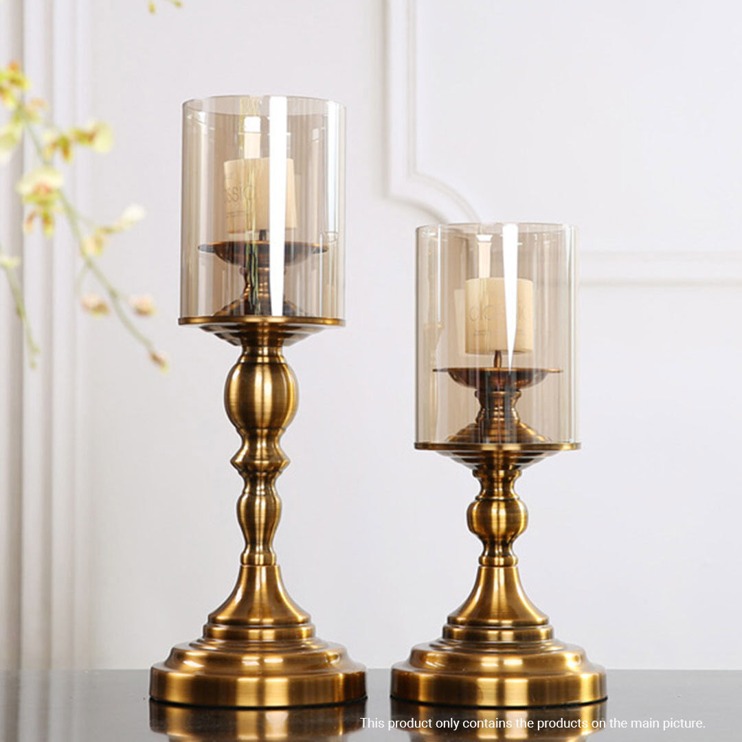 Gold Nordic Deluxe Candlestick Candle Holder Stand Pillar Glass /Iron Price