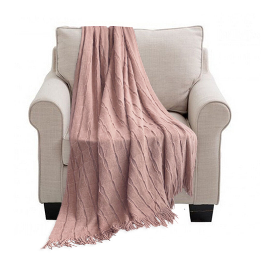 Textured Knitted Throw Blanket Warm Cozy Woven Cover Couch Bed Sofa Home Decor with Tassels Price