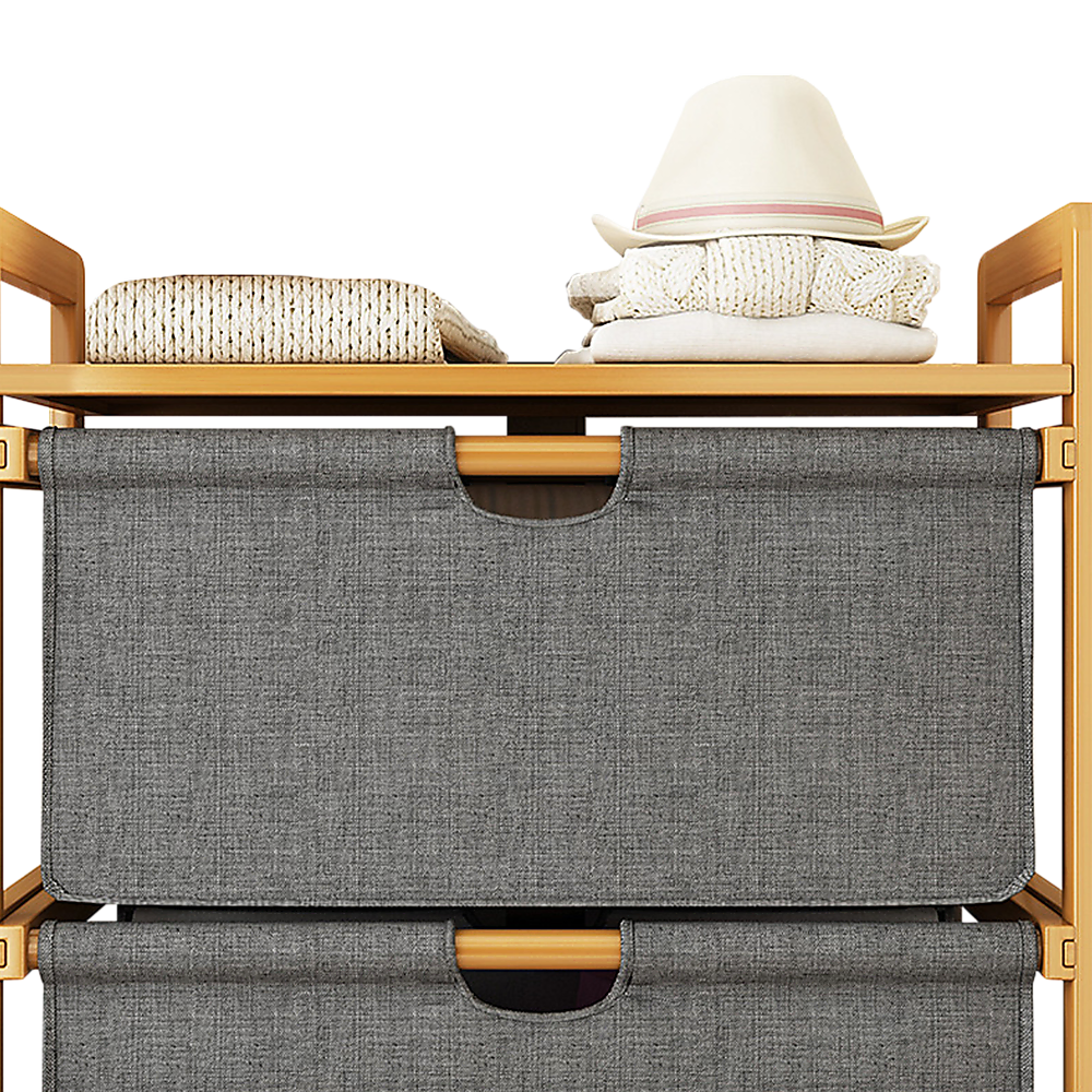 Bamboo Shelf with Storage Hamper - Wooden Bamboo Removable Bags. Price