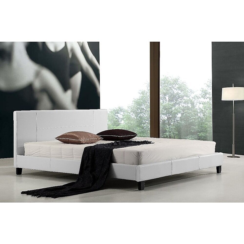 Double PU Leather Bed Frame White Price