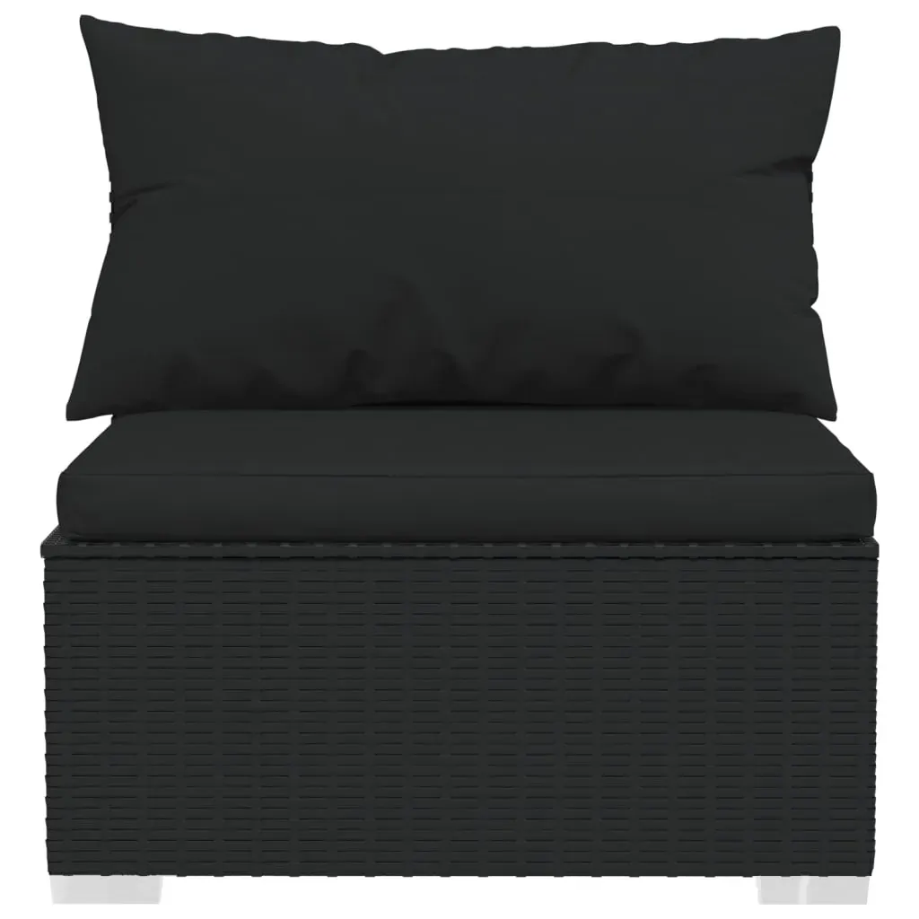 Garden Lounge Set with Cushions Poly Rattan Black Price