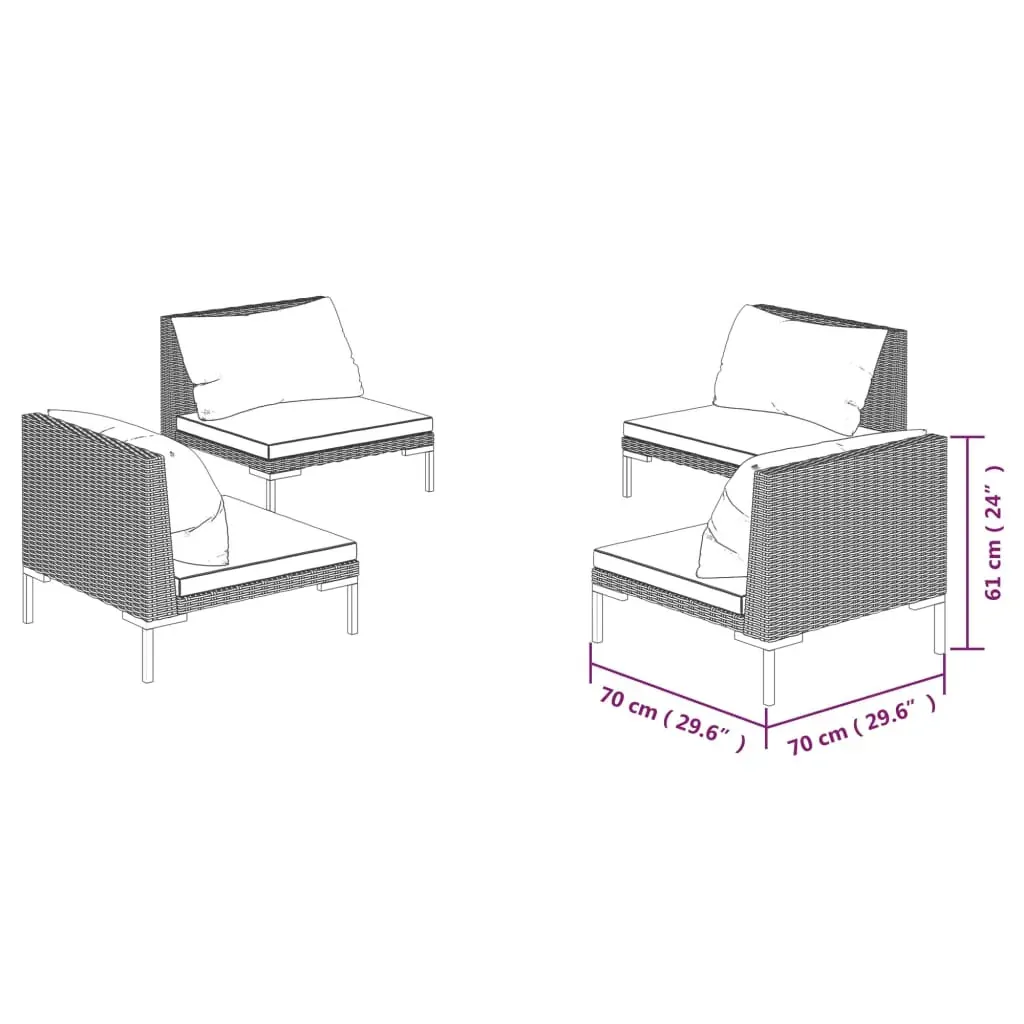 Garden Lounge Set with Cushions Poly Rattan Dark Grey Price