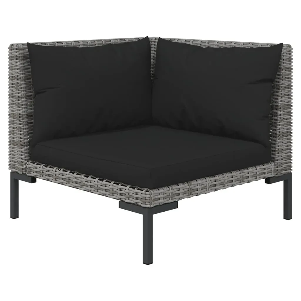 Garden Lounge Set with Cushions Poly Rattan Dark Grey Price