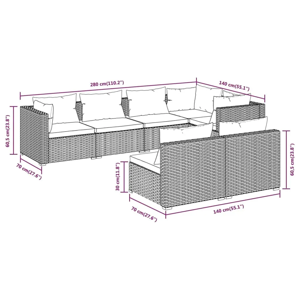 Garden Lounge Set with Cushions Black Poly Rattan Price