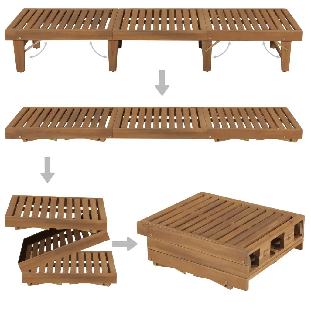 Folding Sun Lounger with Cushion Solid Wood Acacia Price