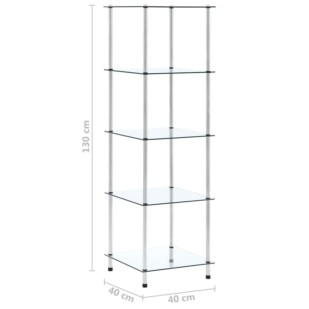 5-Tier Shelf Transparent 40x40x130 Tempered Glass Price