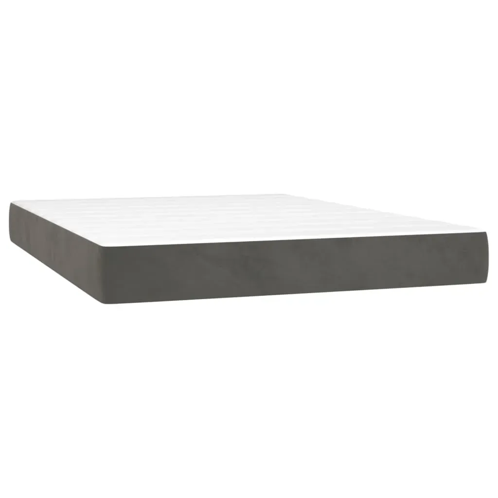 Box Spring Bed with Mattress Dark Grey Velvet Price