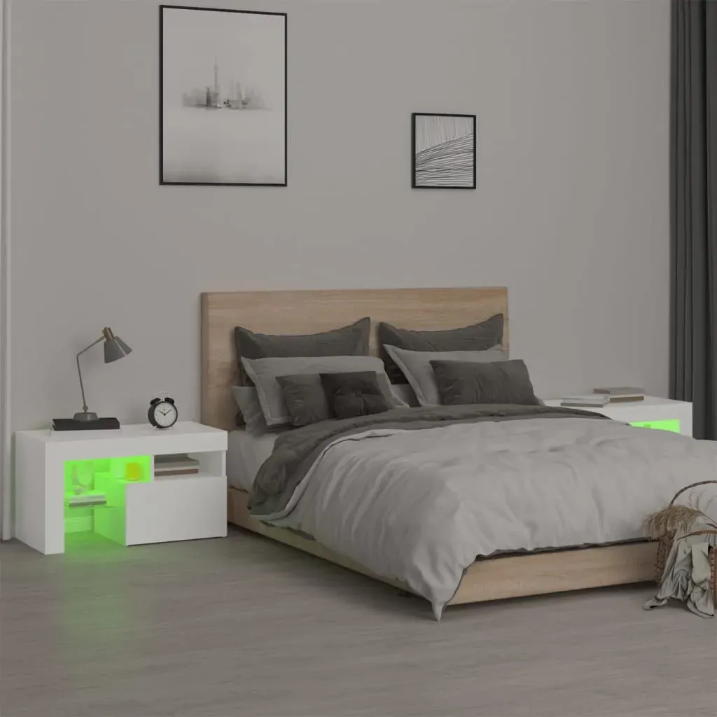 Northbrook Bedside Cabinets 2 pcs with LED Lights 70x36.5x40 cm Price