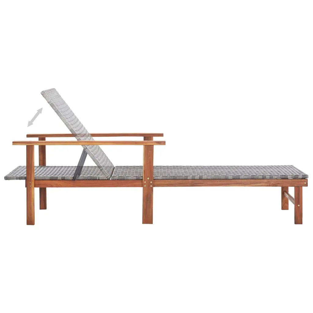 Sun Lounger Poly Rattan and Solid Acacia Wood Price