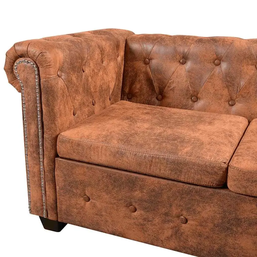 Coffeyville Chesterfield Corner Sofa 6-Seater Artificial Leather Price