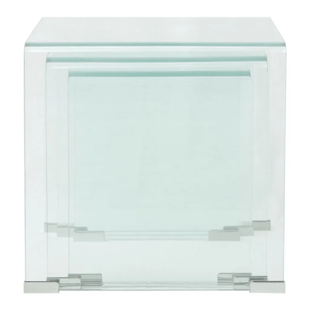 Three Piece Nesting Table Set Tempered Glass Clear Price