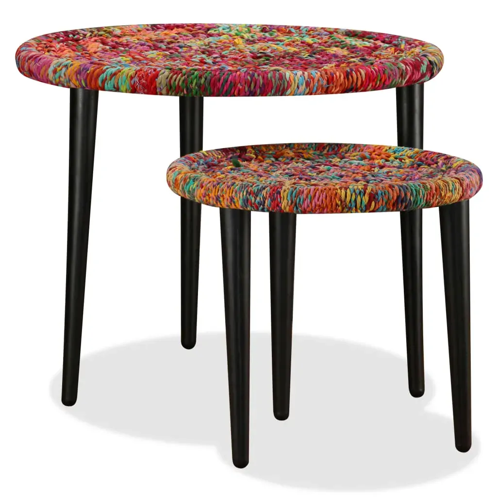 Coffee Table Set 2 Pieces Chindi Weave Details Price