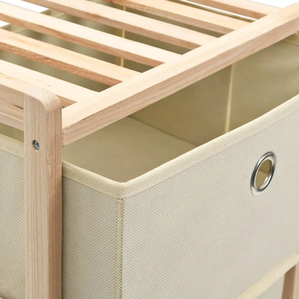 Storage Rack with Fabric Baskets Cedar Wood Beige Price