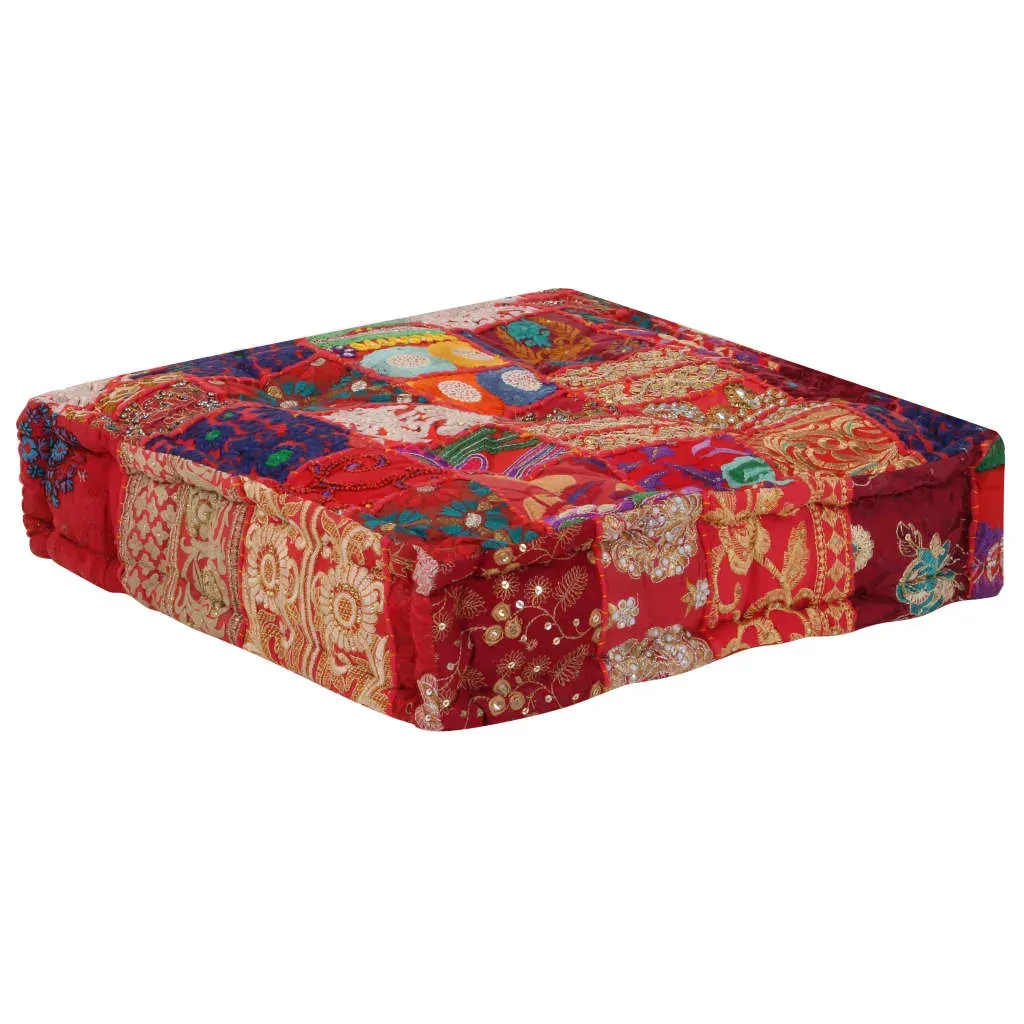Patchwork Pouffe Square Cotton Handmade 50x50x12 cm Price