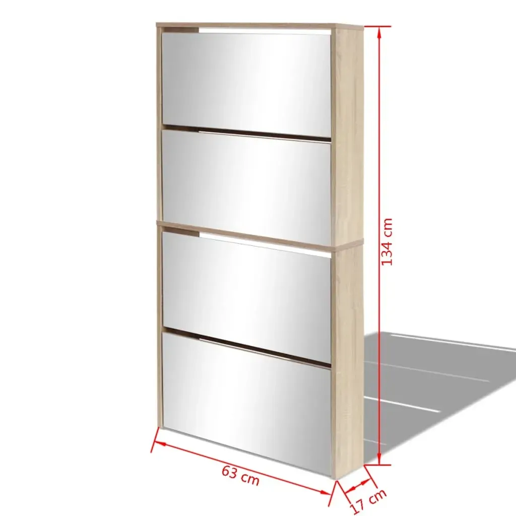 Shoe Cabinet 4-Layer Mirror 63x17x134 cm Price