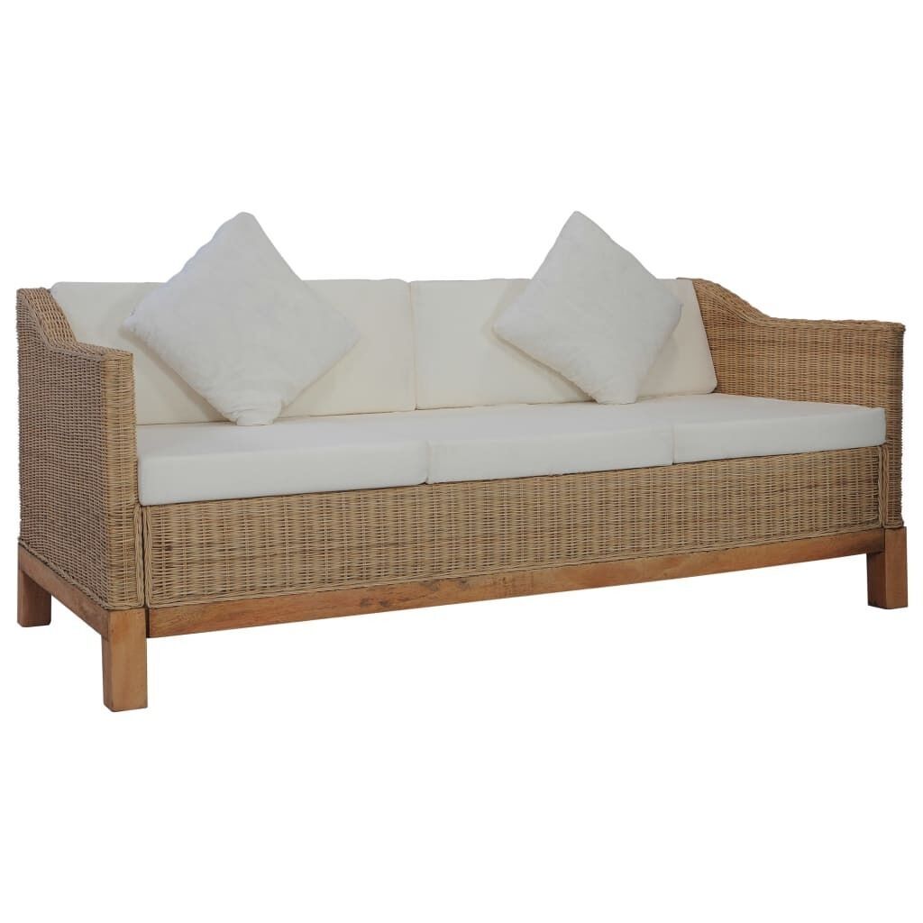 Sofa Set with Cushions Natural Rattan Price