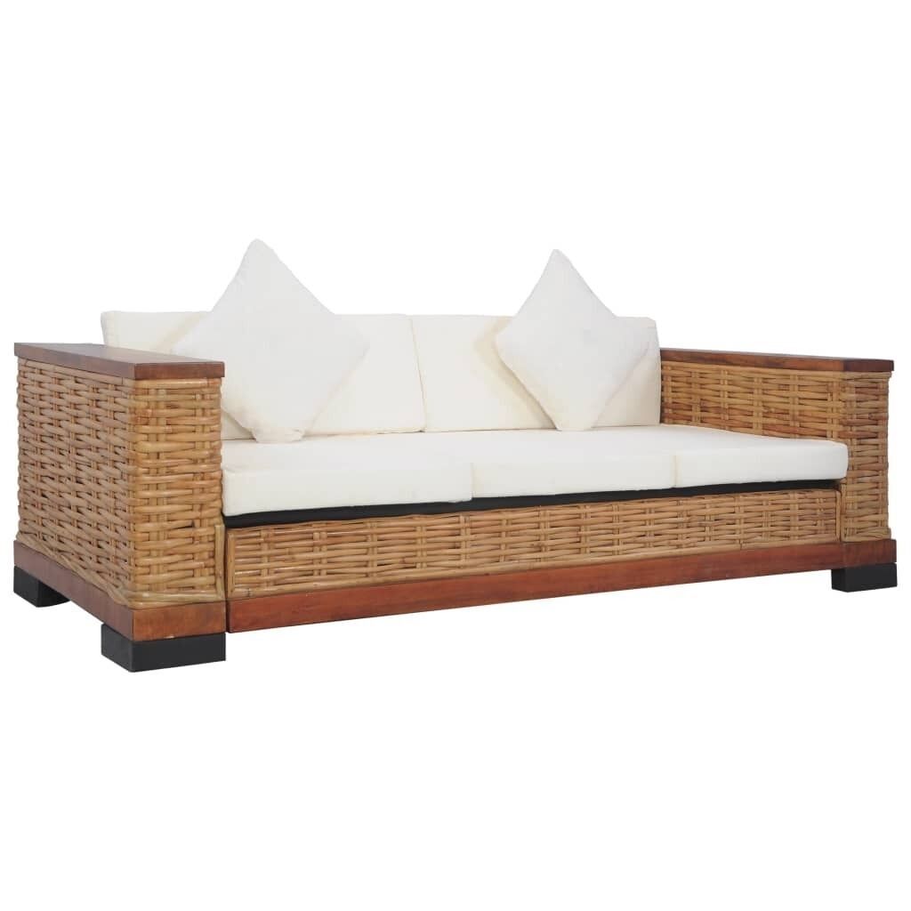 Sofa Set with Cushions Brown Natural Rattan Price