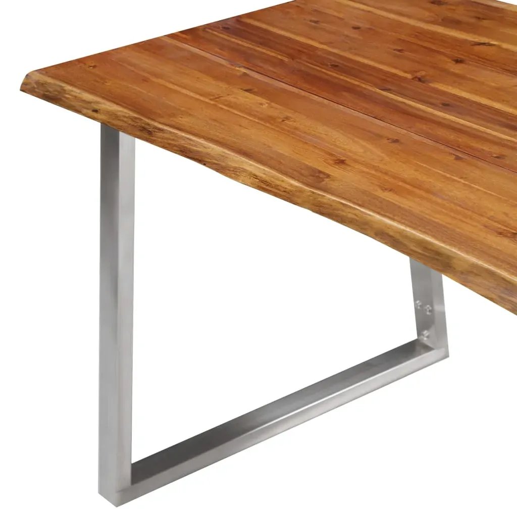 Dining Table Solid Acacia Wood and Stainless Steel Price