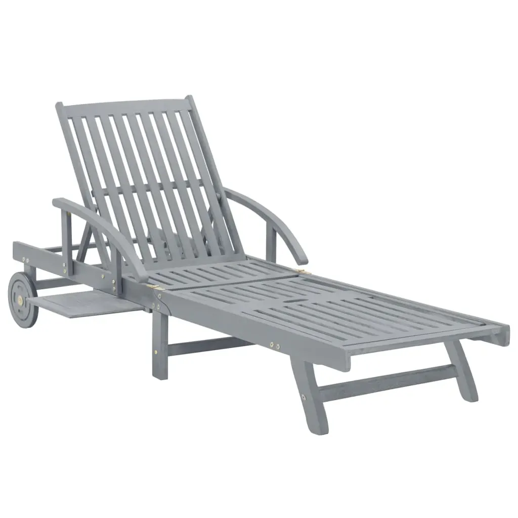 Garden Sun Lounger with Cushion Solid Acacia Wood Price