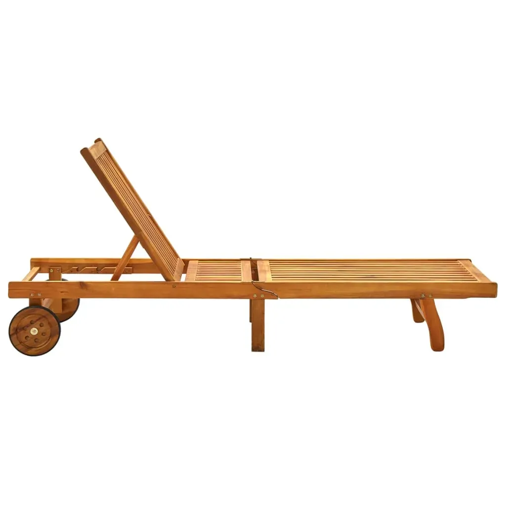 Garden Sun Lounger with Cushion Solid Acacia Wood Price
