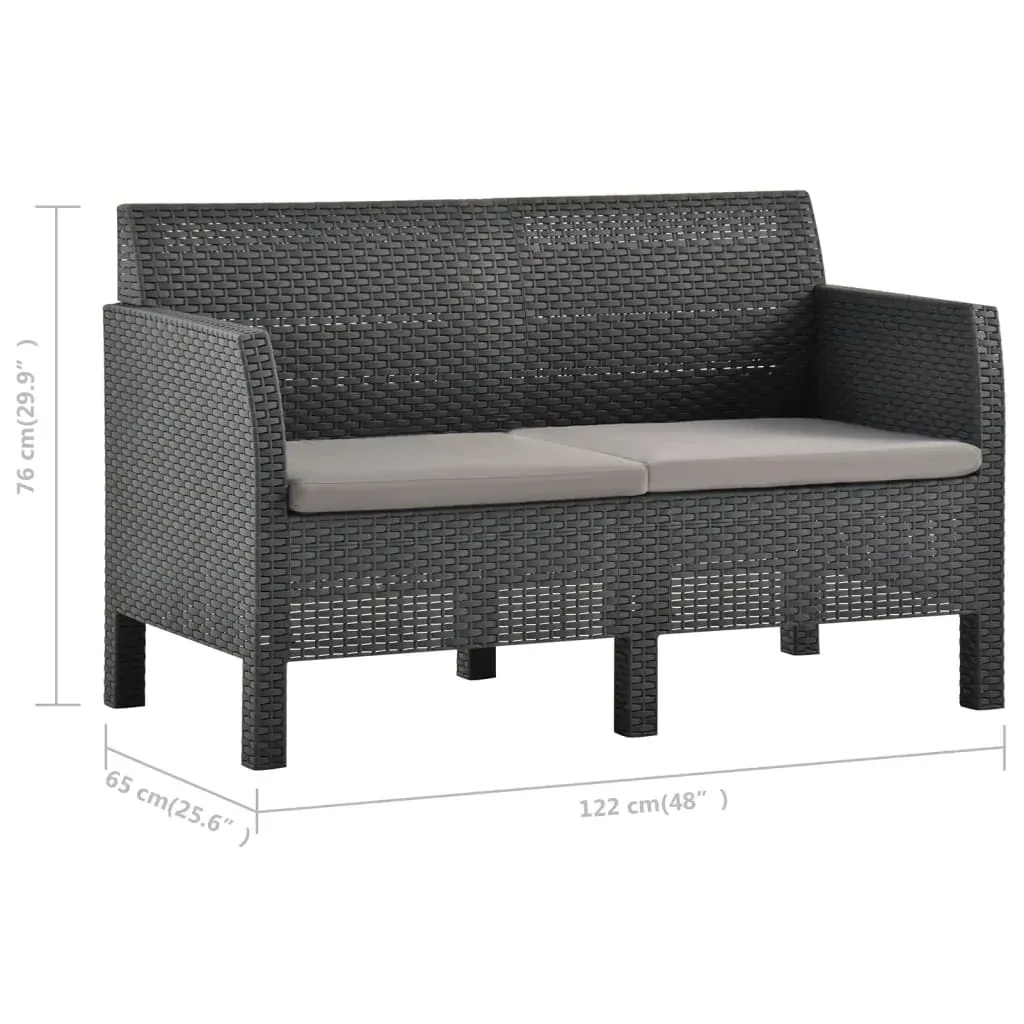Garden Sofa with Cushions Anthracite PP Rattan Price