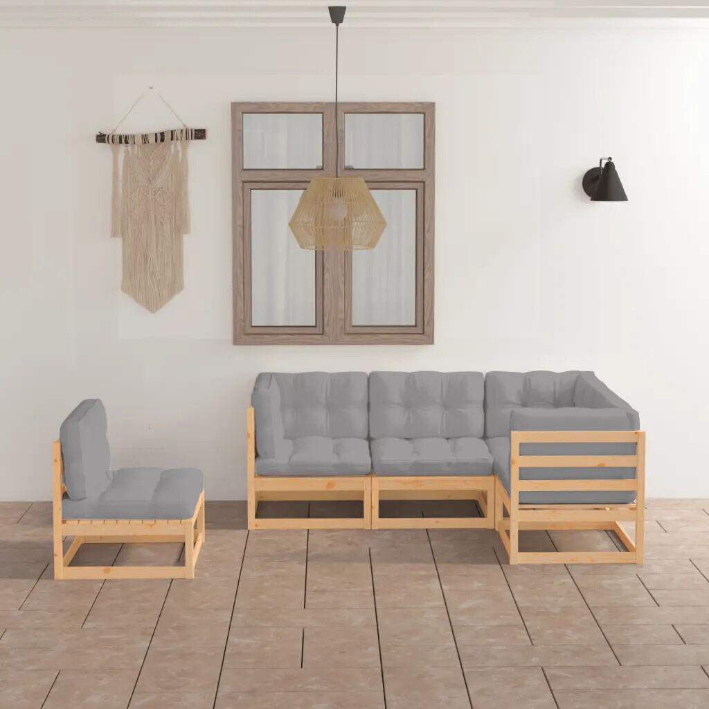 5 Piece Garden Lounge Set Solid Pinewood Price