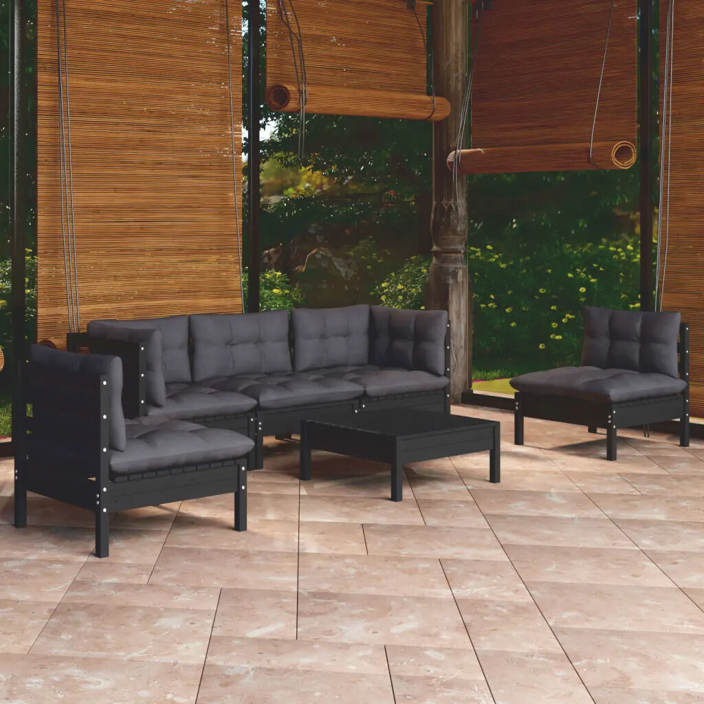 6 Piece Garden Lounge Set with Cushions Solid Pinewood Price
