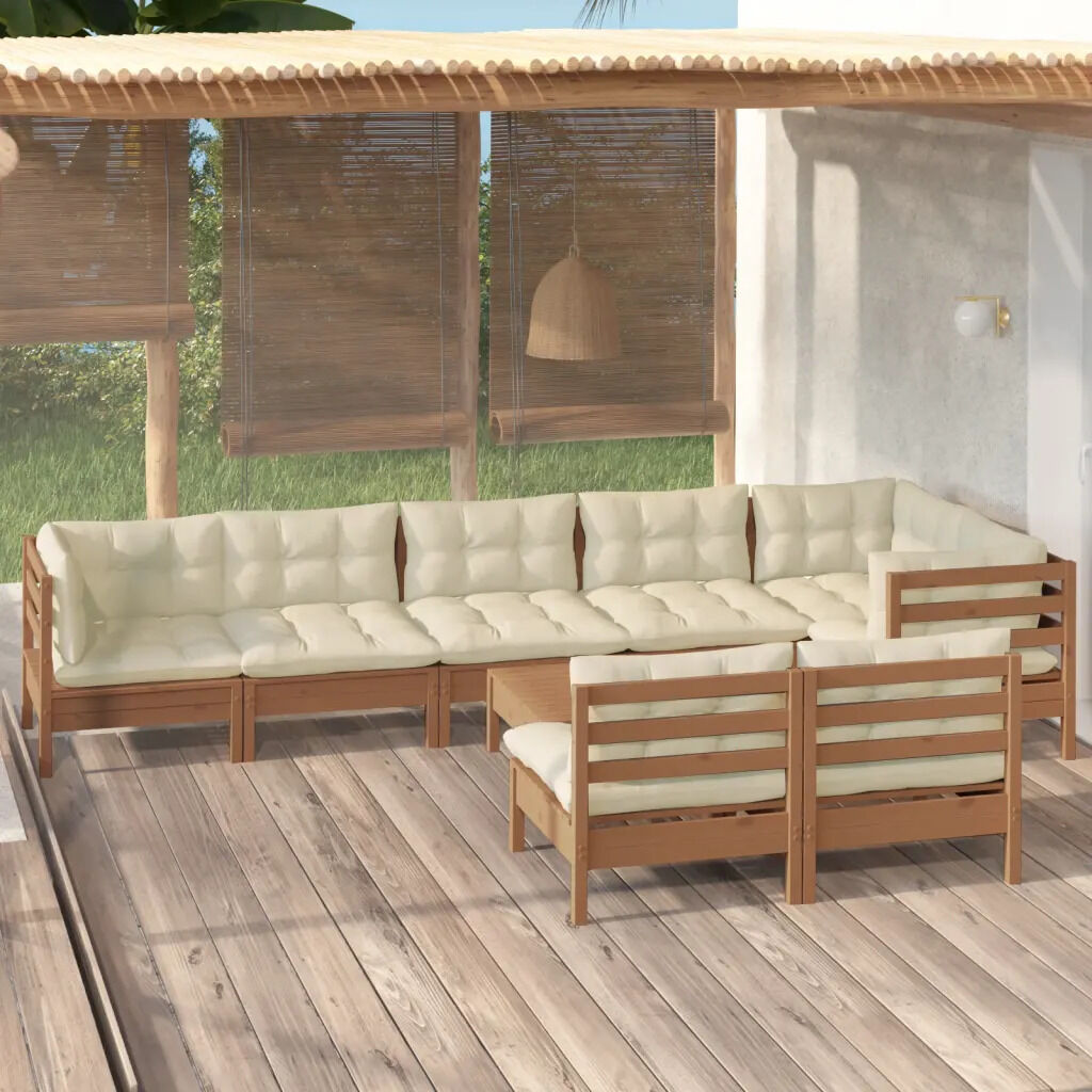 9 Piece Garden Lounge Set with Cushions Solid Pinewood Price