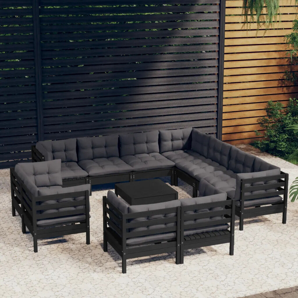 12 Piece Garden Lounge Set with Cushions Solid Pinewood Price