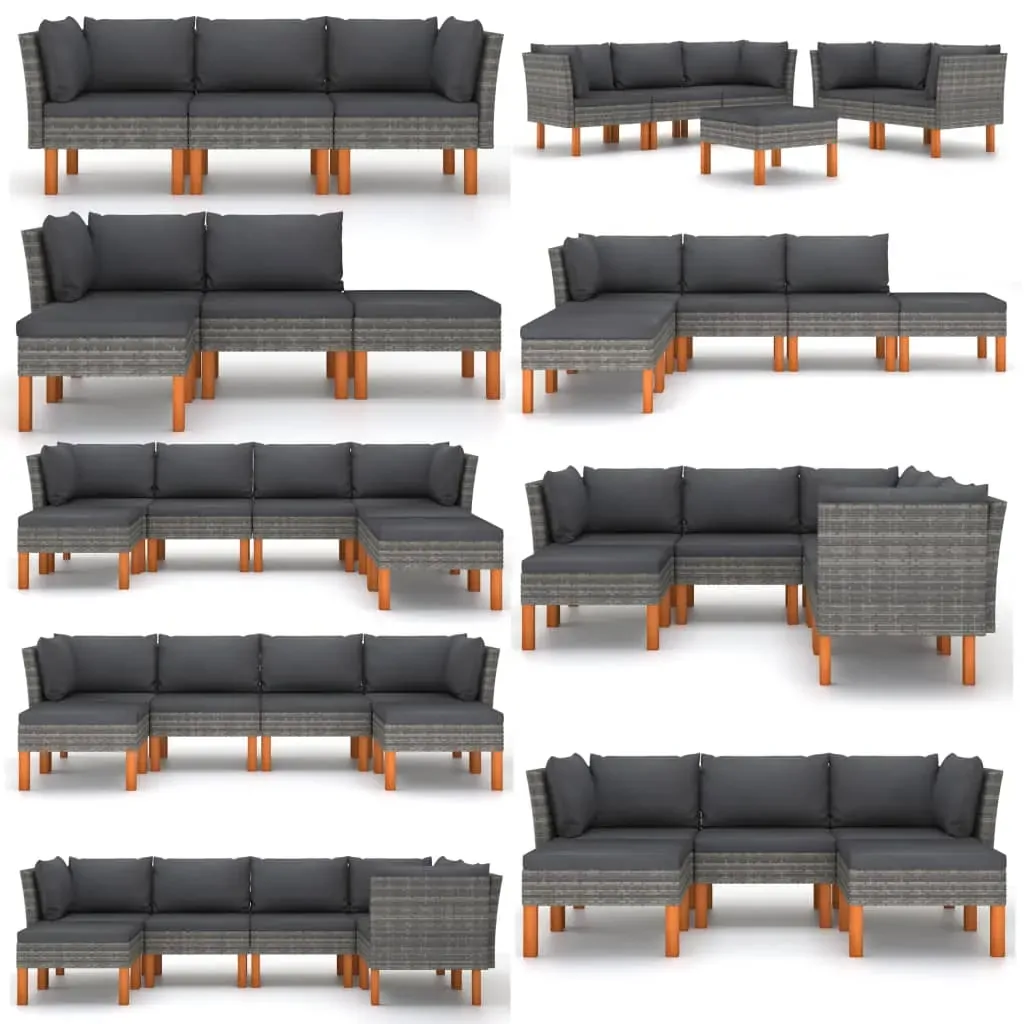 Footstool Poly Rattan and Solid Eucalyptus Wood Price