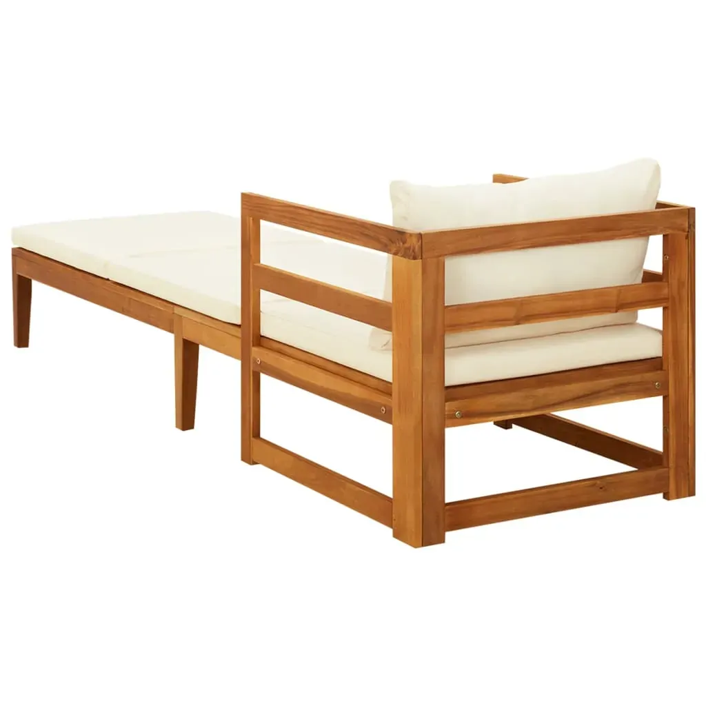 Sun Lounger with Cushions Solid Acacia Wood Price