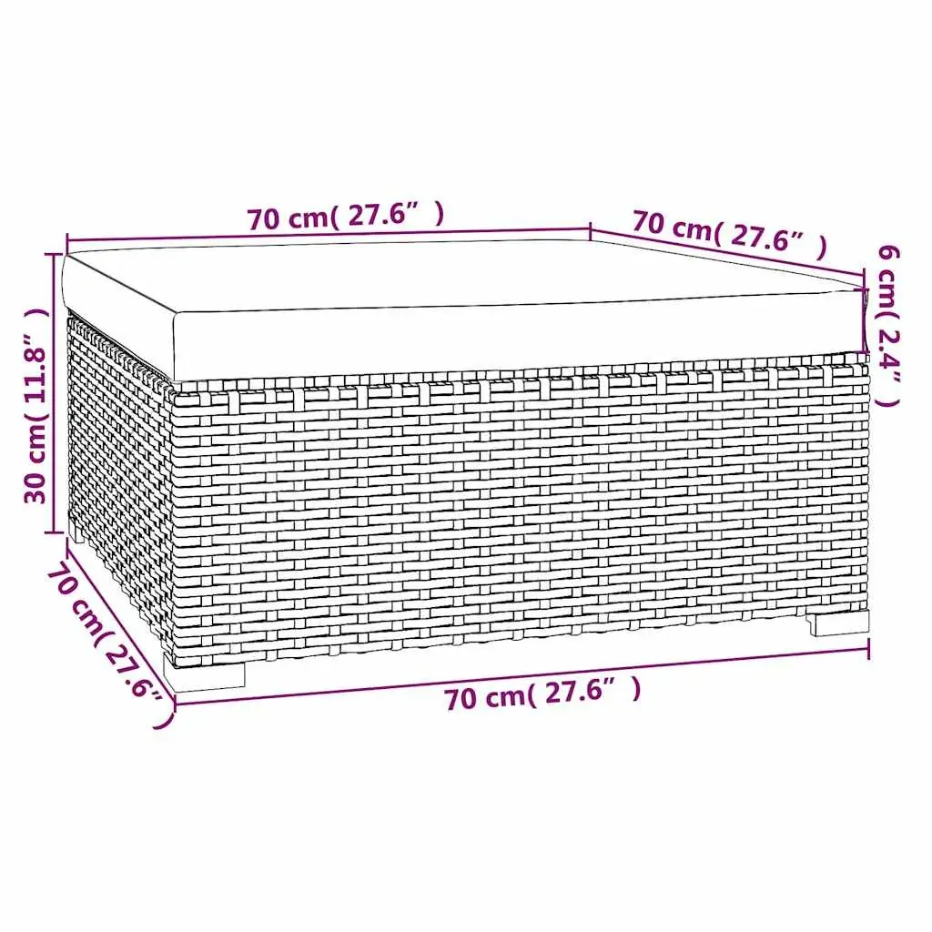 Garden Footrest with Cushion 70x70x30 cm Poly Rattan Price