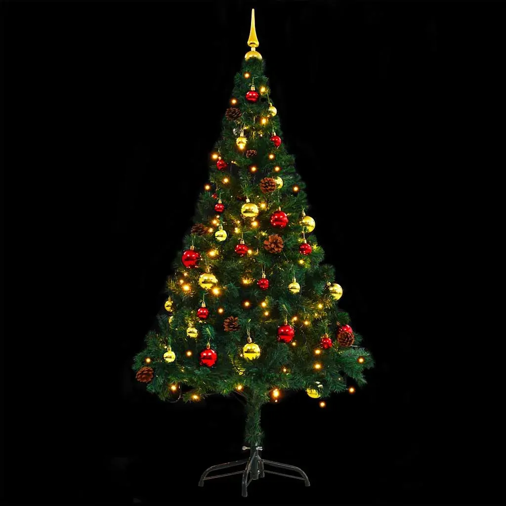 Artificial Christmas Tree with Baubles and LEDs Green Price